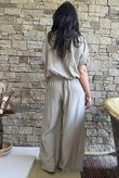 Basso Button Drape Cap Sleeve Shirt Earth